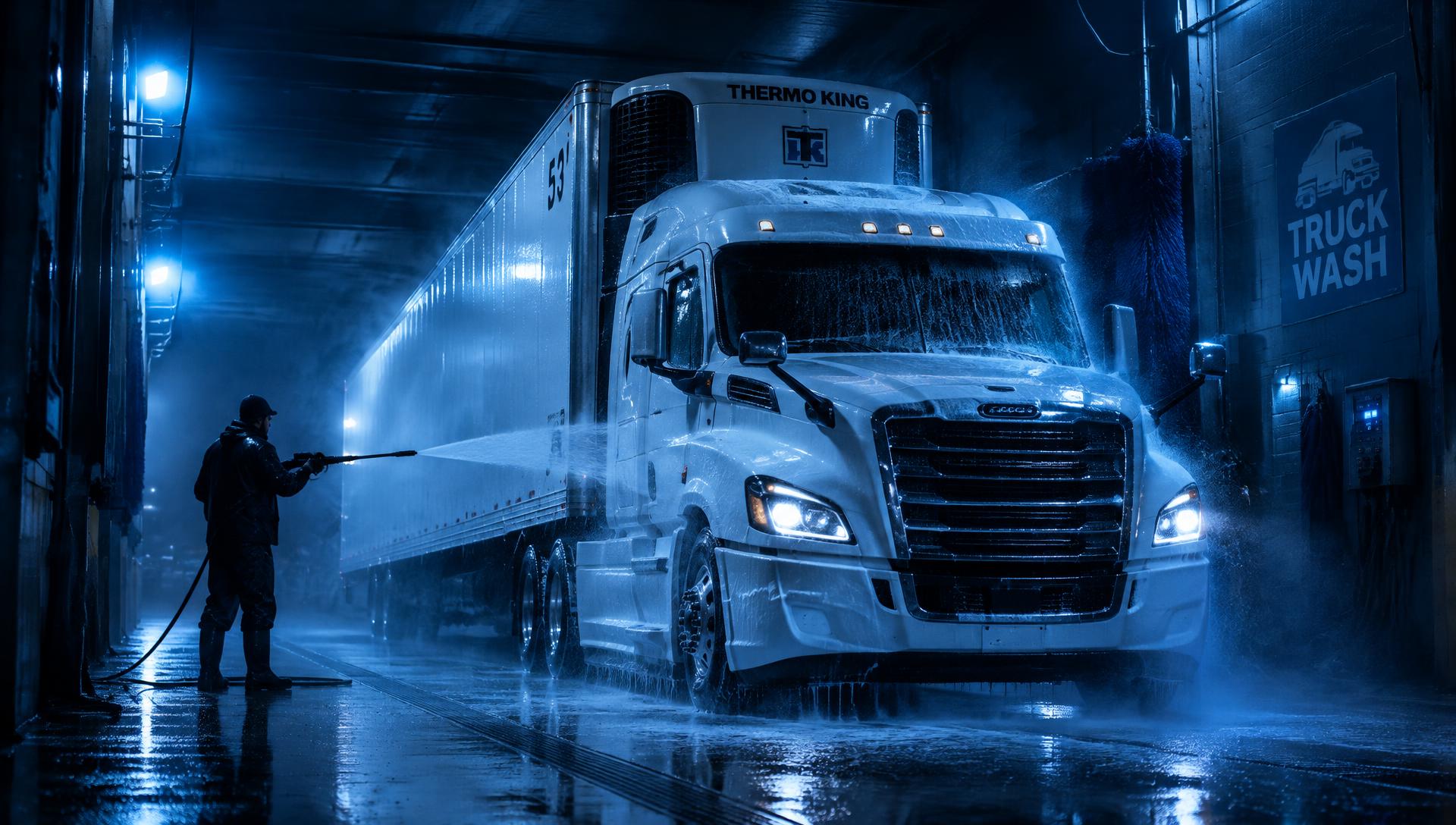 Lavage haute pression d'un camion frigorifique à Tours